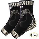 NeoAlly Copper Ankle Support Brace Compression Sleeve with Silicone Gel for Achilles Tendonitis Plantar Fasciitis Foot Swelling Injury Recovery [1 Pair]