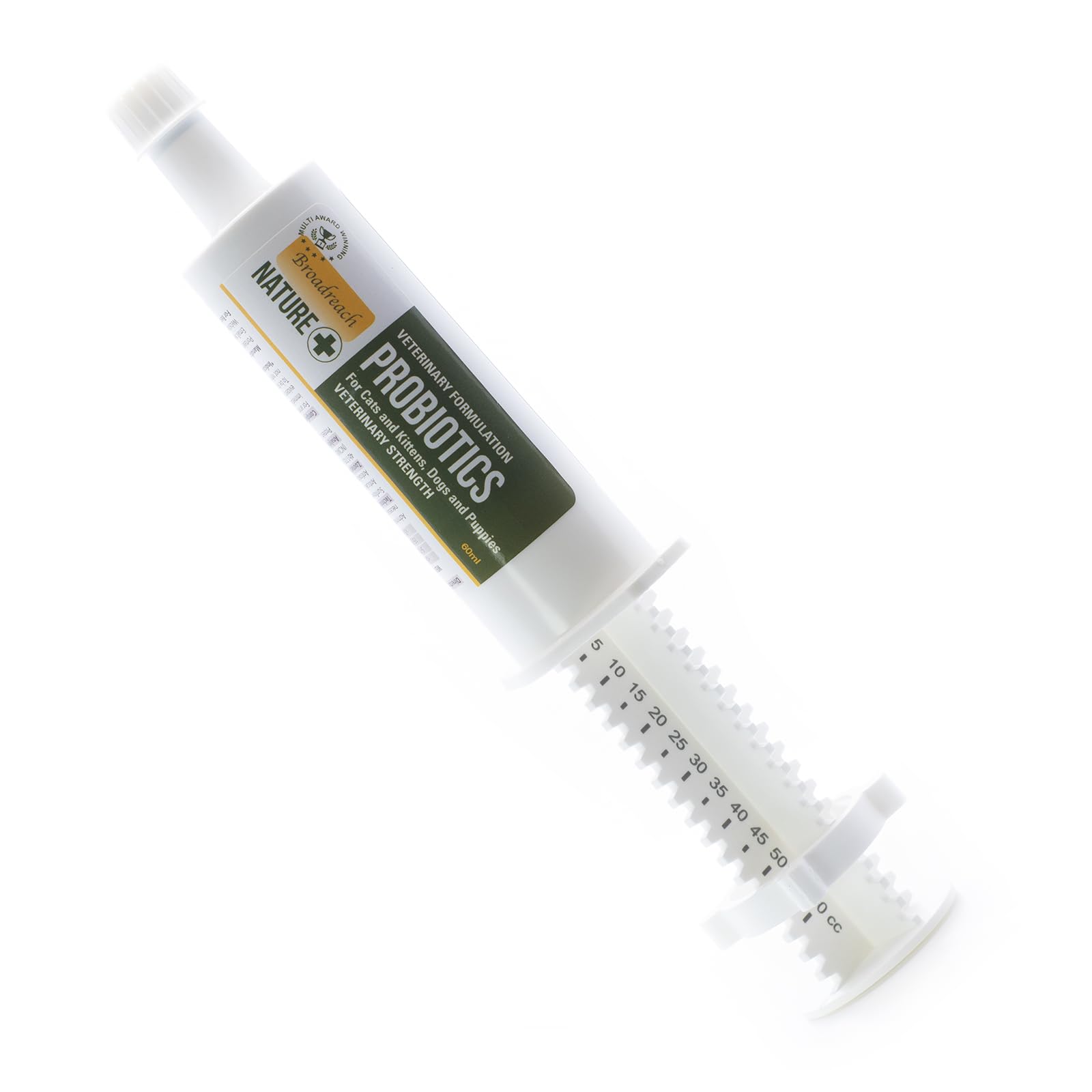 PROBIOTICS FOR DOGS AND CATS - AWARD WINNING PRODUCT - ADVANCED FORMULA - 60ml - to support sensitive or over- reactive digestion - Natural Ingredients - using Bentonite Clay - in a calibrated syringe
