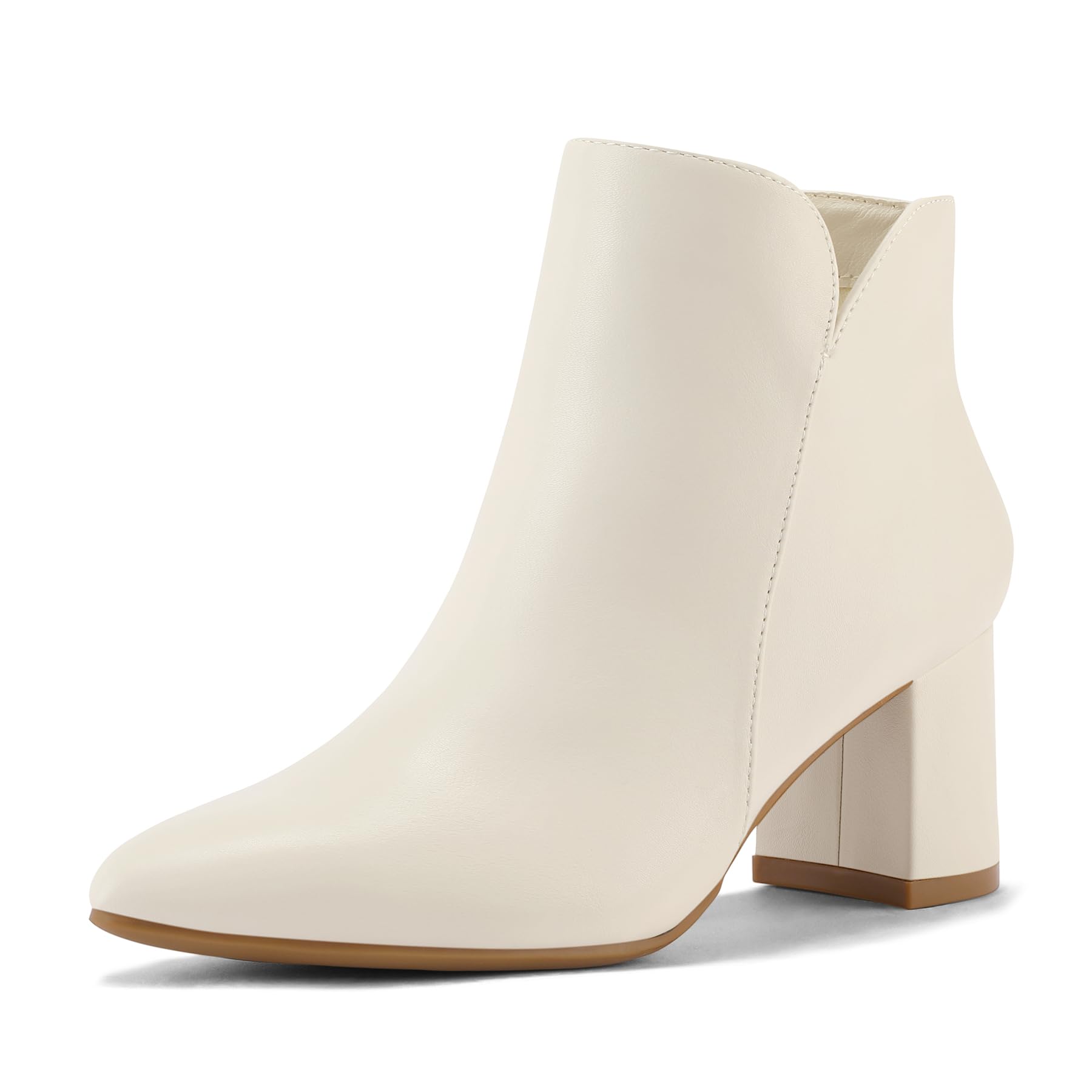 Photo 1 of *MINOR DAMAGE - USED*
mysoft Women's Ankle Boots Chunky Block Low Heel Comfortable Pointed Toe Side V Cutout Dressy Office Booties with Zipper US 9