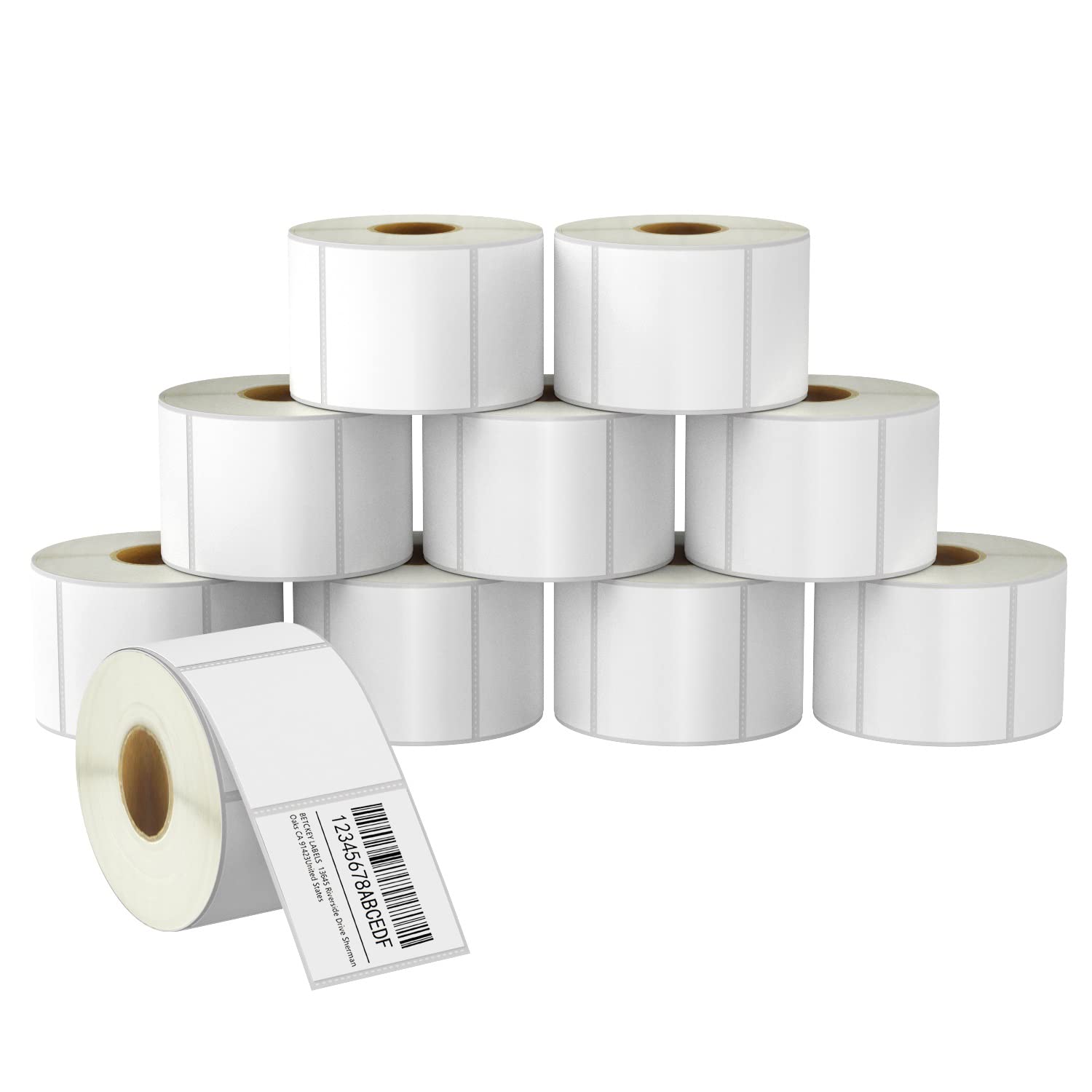 BETCKEY - 57mm x 51mm(2.25 in x 2 in) Barcode & Address Thermal Labels, 700 Perforated Labels per Roll Compatible with Zebra & More Printers [10 Roll/7000 Labels]