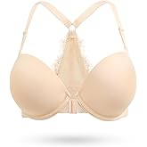 Upushall Push Up Front Closure Bras for Women Thick Padded Racerback Add 2 Cups Plunge Bra Underwire