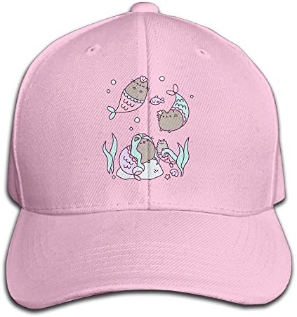 SHKUK Pusheen The Cat Unisex Pure 100% Cotton Adjustable Peaked Cap Fashion Sports Washed Baseball Hunting Cap Hunting Cap Pink