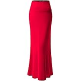 URBAN K Womens Basic Foldable High Waist Regular and Plus Size Maxi Skirts
