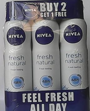 Nivea Women Fresh Natural Deodorant, 150ml (Buy 2 & Get 1 Free)
