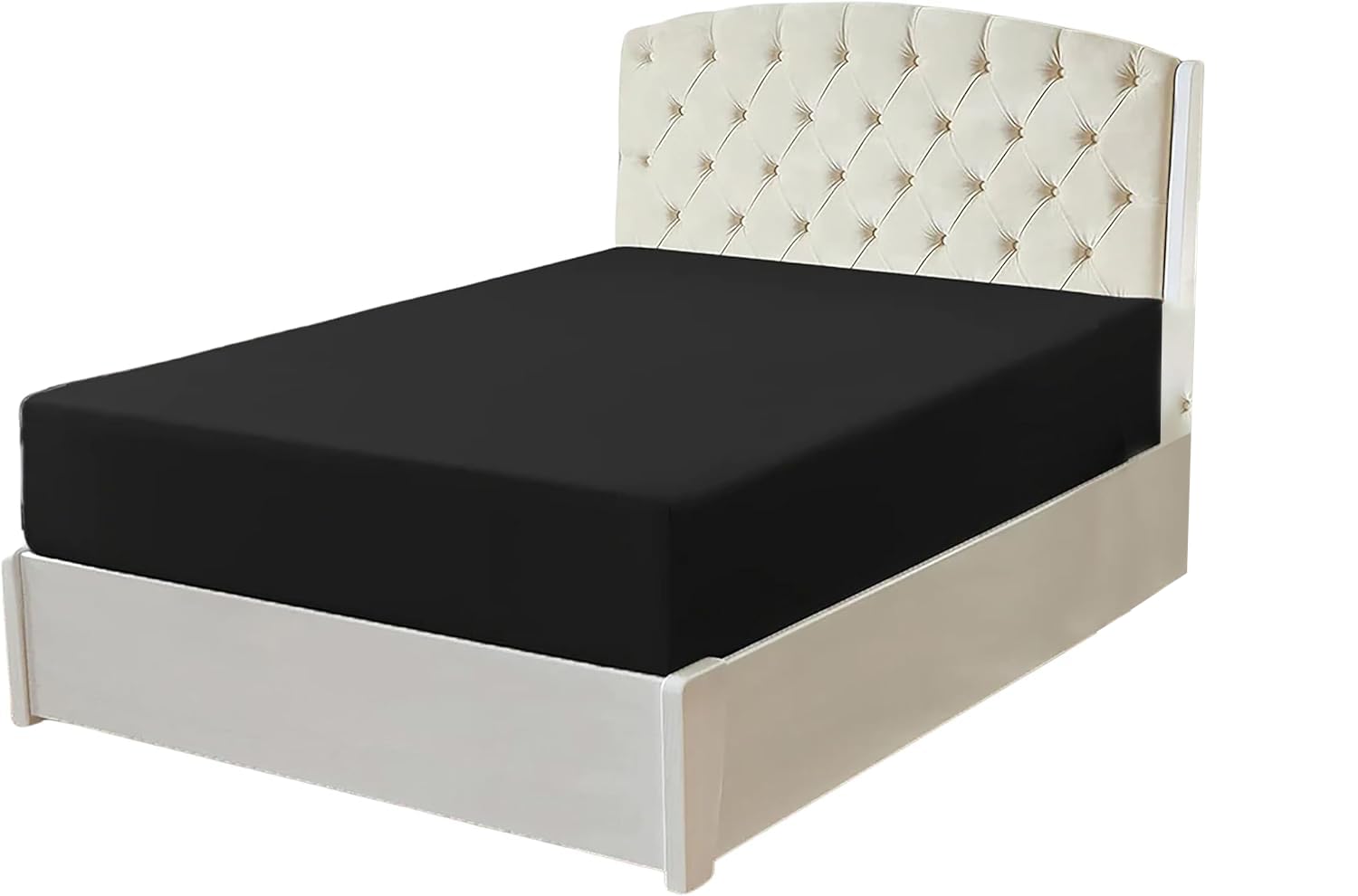 Ev Dekor Fitted Sheet King, Black - Deep Pocket Bedsheet 12inch (30 cm) - Soft Brushed Microfibre Fabric - Shrinkage and Fade Resistant - Bottom Sheet - King Bed Bedsheet Fitted