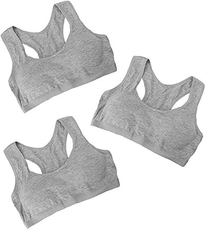 Ecosway Jonge Meisjes Katoen Kinderen Sport Bras Puberteit Tiener Ademend Ondergoed Crop Sport Training Bra 3 Pack Geschikt 8 14 Jaar Amazon Nl