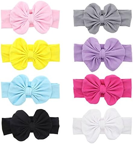 Roewell Baby Elastic Hair Hoops Headbands and Girl's Hair Bows Newborn knotted Headbands Infant Turban Headbands Toddler Hair Accessories