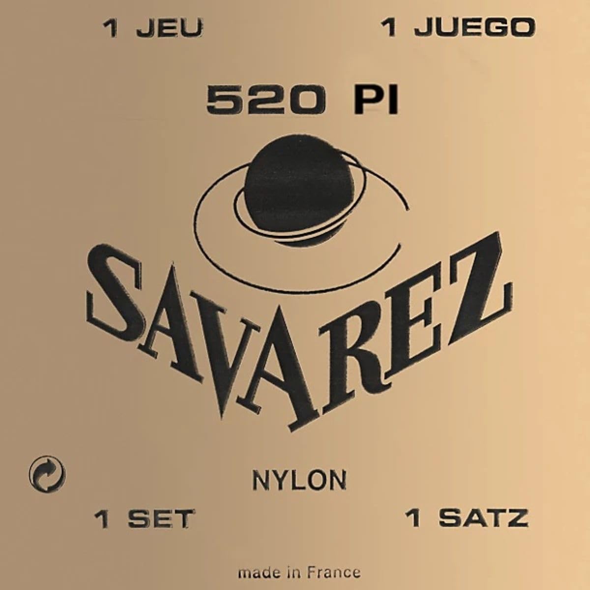 Savarez 655847 Classical Guitars Strings Set Traditional Concert 520P1 Standard Tension Nylon Red Bass Strings Silver Plated