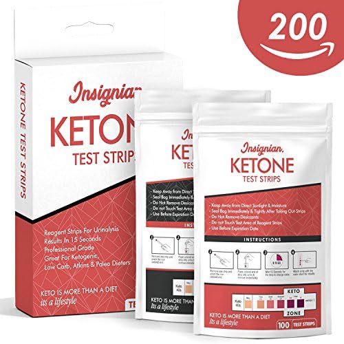 Ketone Test Strips by Insignian. - 200 Professional Grade Urine Testing Sticks to Measure Fat Burning Ketosis Levels in 15 Seconds, Tester Kit for Ketogenic Diet, Diabetics, Paleo, Low Carb, Atkins