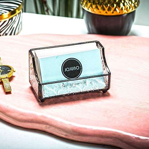 Stained Glass Business Card Holder Name Card Display Holder Mosaic Beveled Glass Professional Card Holder for Office Desk Business Desk Name Plate with Card Holder - Thumbnail 3