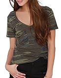 haoyihui Womens Longer Jersey Camo Camouflage Crew Tee T-Shirt
