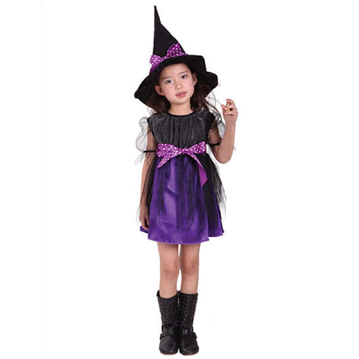 Matissa Kids Halloween Witch costume Fancy dress party (XS, Purple)