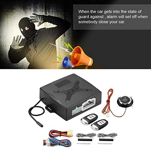 Cuque DC12V Universal Car Alarm System Engine Ignition Keyless Entry Push Button Remote Starter, RFID Identification PKE Induction Anti-Theft System