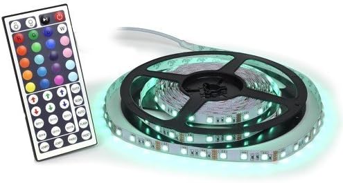 LED Flexible Strip (Tape) Light - 16', 300 Color Changing LEDs (5050), Waterproof, 12 VDC/ 120 VAC, 44 Key Remote, 5A PWR Adapter, KSOL POWER