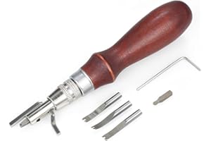 5 in 1 Pro Stitching Groover and Creasing Edge Beveler DIY Leathercraft Sets Sew Crease Leather Steel Hand Tool