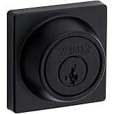 Weiser Elements Matte Black Square Deadbolt Lock, ANSI/BHMA Grade 3 Certified Front Door Lock, Kick Proof, Bump Proof & Anti-