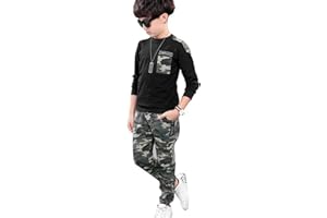 lontakids Boys 2 Pieces Set Long Sleeve Tops + Camouflage Pants Outfits Boys Clothes Set