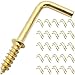 Shells 50PCS Gold Color Copper Plated Metal Right-Angle Hooks 7 Shape Screw Hooks Self-Tapping Screws Hooks L Shape Hooks 1.27 Inches