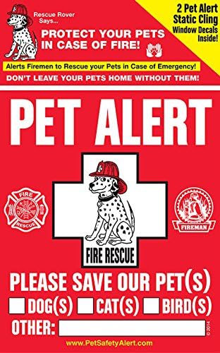 PET SAFETY ALERT 3 Pack Static Cling Window Decals for Pets - 6 Decals for Your Whole House