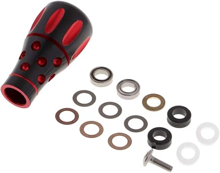 Amazon 釣りリール ハンドルノブ グリップ Cnc 魅力的な外観 耐塩性 軽量 修理 交換 ブラックレッド F Fityle ベイトリールパーツ