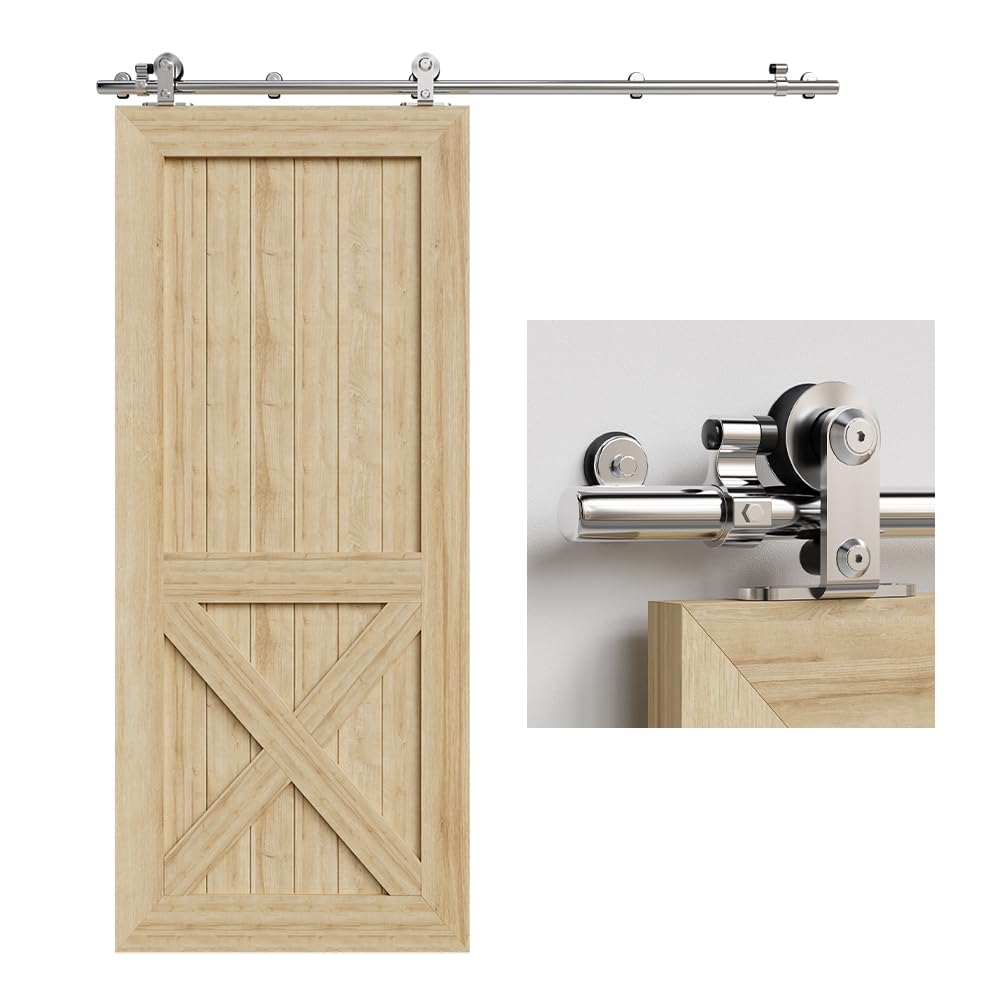 TSMST 200CM Sliding Barn Door Hardware Kit Track Roller Closet Accessory for Single Door Stainless Steel Kit