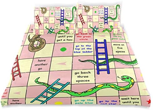 Pin Snakes Ladders Duvet Cover Twin 100% Washed Microfiber 3 Piece Bedding Sets, Solid Color - Soft and Breathable with Zipper Closure 66"x90"