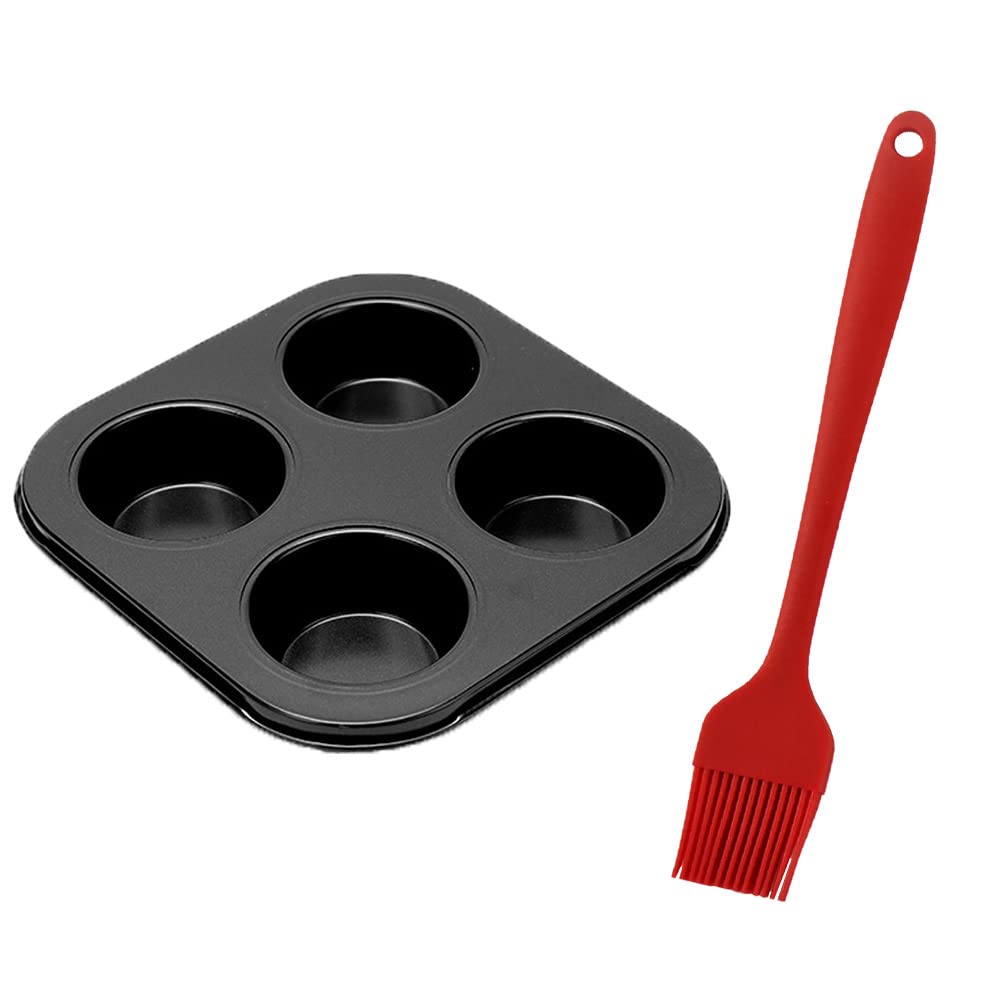 XUELIYUN Yorkshire Pudding Tray Twin Pack Muffin Tin Cookware 4 Cup for Baking Pastries (Free Brush