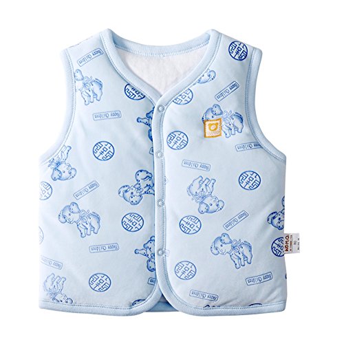 Monvecle Baby Organic Cotton Warm Vests Unisex Infant to Toddler Padded Waistcoat Blue Dog 18-24M