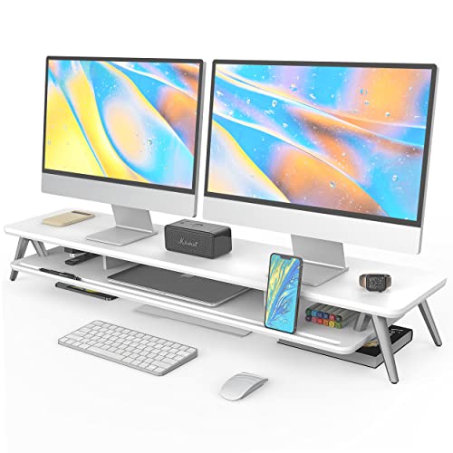 Fenge Monitorständer, für Laptop PC TV, Monitor Stand, Weiß, 108cm
