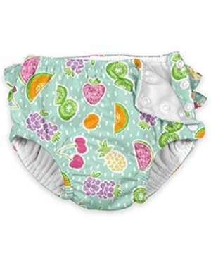 Baby Girls' Ruffle Snap Reusable Absorbent Swimsuit Diaper