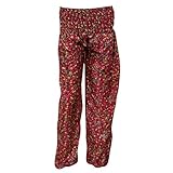 Bohemian Women Yoga Pant Silk Red Printed Hippie Gypsy Boho Chic Pants