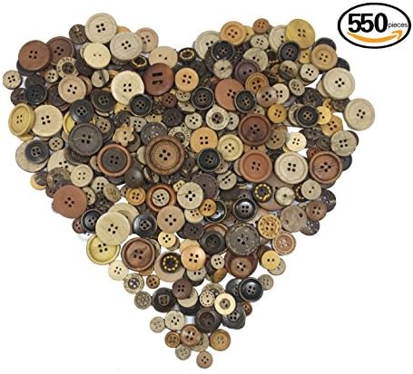 Heidi Craft Natural Round Buttons Assorted ,Coonut Shell Buttons,Brown Wooden Buttons Assorted Sizes,Craft buttons,Wooden Button in Bulk,Vintage Buttons for Crafts,Wood Buttons for Sewing