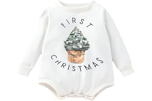Winter Outfit for Leotard Child Infant Babys Girls Boys Winter Christmas Tree Floral Print Long Sleeve Romper First Birthday