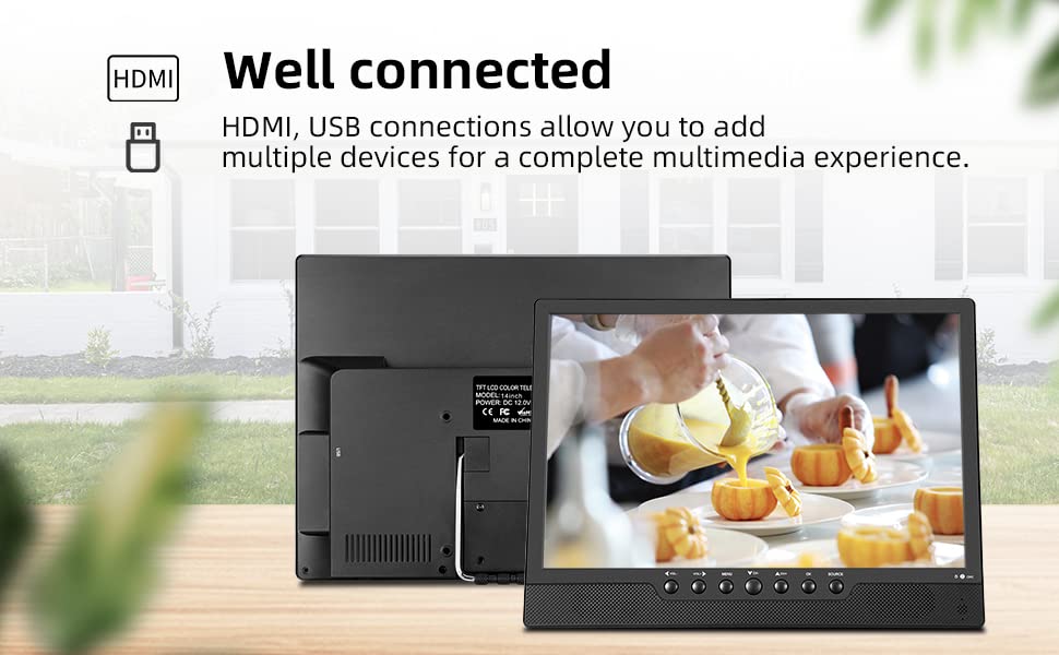 14 inch TV,Portable TV with Digital Tuner ATSC,12Volt Rechargeable