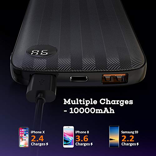 NOVOO USB C Power Bank Portable Charger, 10000mAh 18W USB-C Power Delivery PD Power Bank Battery Pack Power Pack Compatible with iPhone 11/11 Pro, iPad, Galaxy S10/Note 9, Pixel, Mate 20 Pro, P30