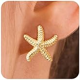 VRIUA Starfish Earrings for Women - 14K Gold/Silver Plated Dainty Starfish Seashell Earrings Hypoallergenic Summer Beach Ocean Inspired Jewelry
