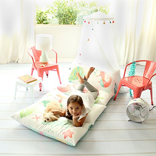 image for Butterfly Craze Kid's Floor Pillow Bed Cover - Use as Nap Mat, Portabl
