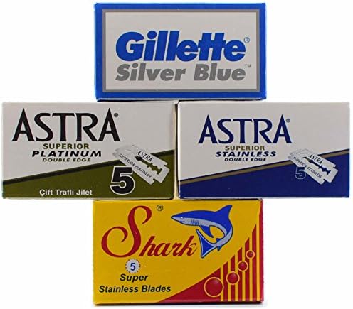 HerbFlow 20 Double Edge Razor Blade Sampler - Gillette, Astra, Shark &amp; Rating Sheet - Set
