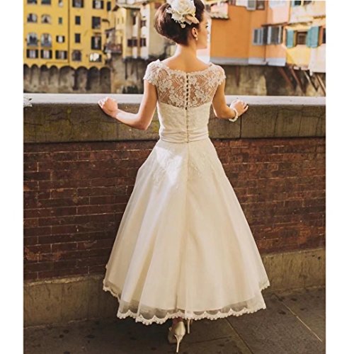 Chady Vintage Tea Length Lace Wedding Dress Plus Size 2021 Rustic