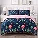 LA MEJOR Duvet Cover Queen Size Flamingo Comforter Cover Design Hotel Quality（1 Duvet Cover+2 Pillowcases)