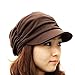 VANKER 1Pc Brown- Sweet Pleated Layers Brim Visor Cap Beret Beanie Hat for Girls