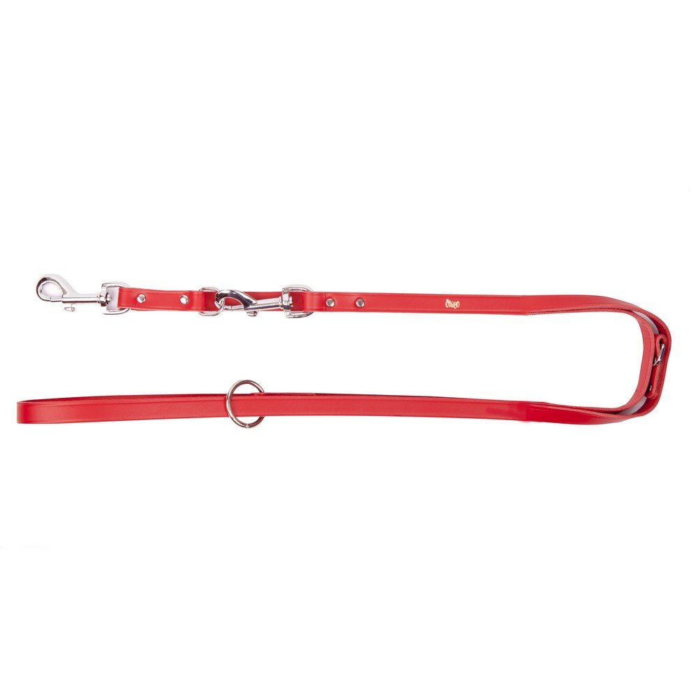 Dingo Long Leash for Dog Red Genuine Leather Adjustable Lead for Daily Use 10264