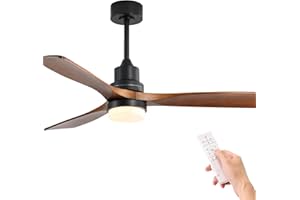 CACI Mall 52" Ceiling Fan with Light, Remote Control, Indoor Flush Mount Wood Modern Ceiling Fan for Bedroom, Dining Room, Patio, Living room, Farmhouse, Office