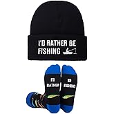 GOAUS Fishing Hunting Camping Gifts Funny Hat and Socks, Gifts for Men Boys Dad Son Husband Boyfriend Grandpa