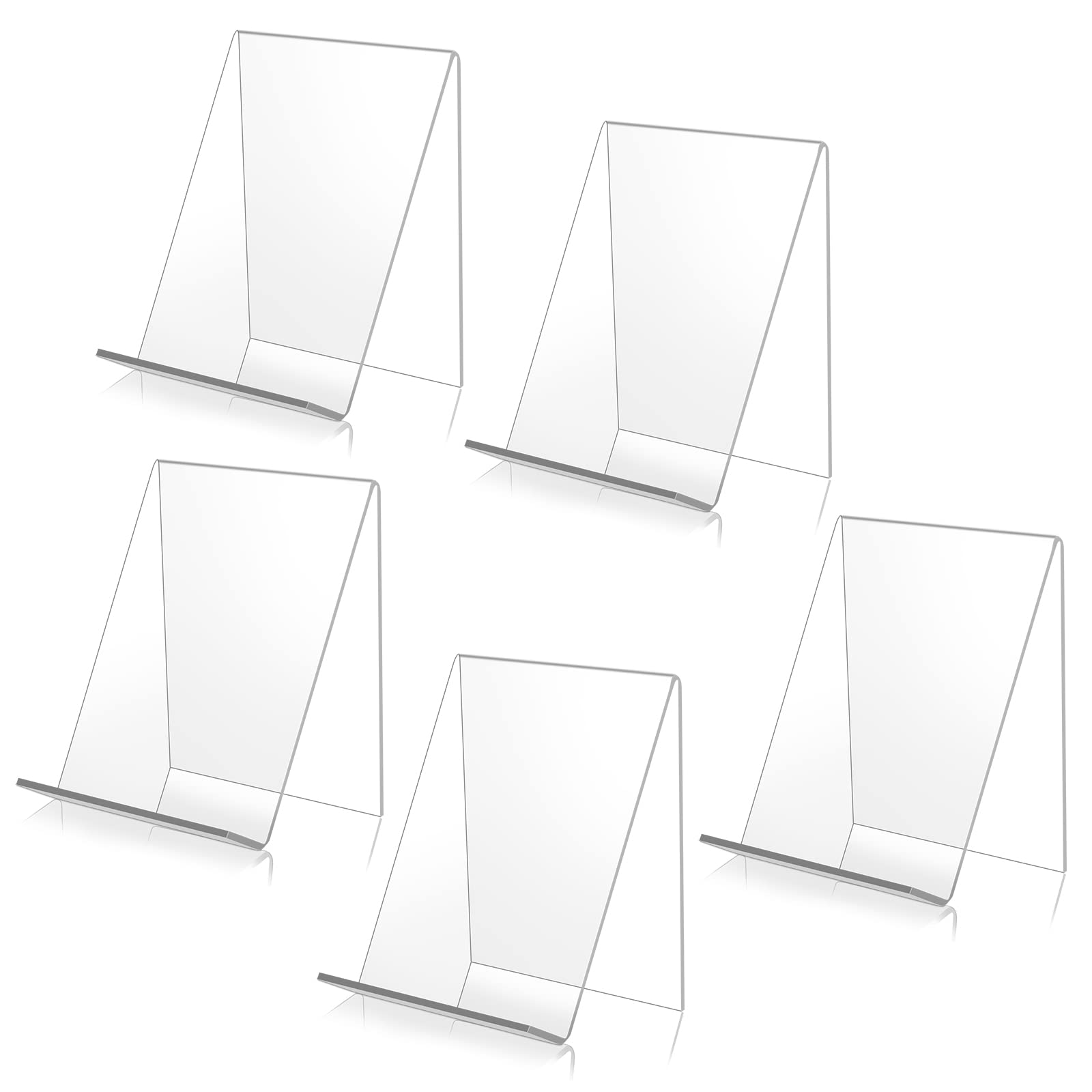 95Street Acrylic Book Display Stands, 5 Pieces, Transparent, Countertop Classic Book Stand