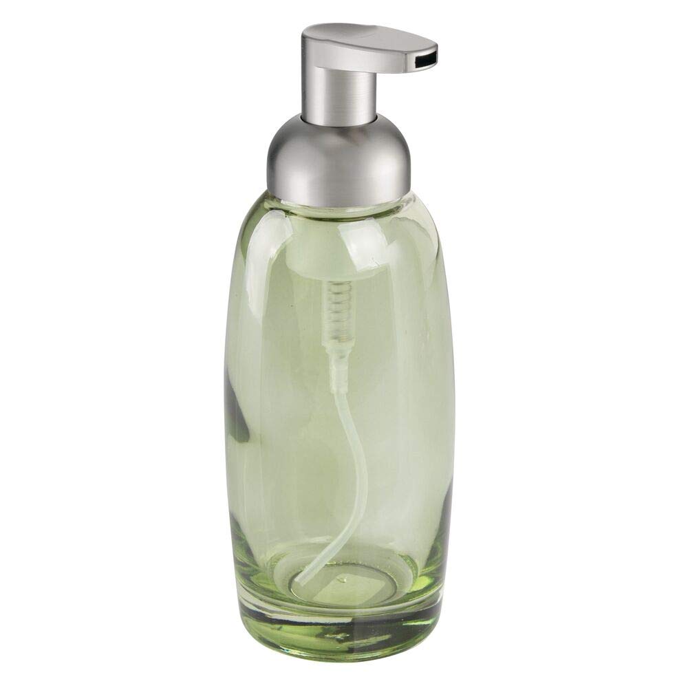 Countertop Soap Dispensers Mdesign Glass Foaming Soap Dispenser Pump 2pc Bathroom Accessory Set Aqua Chrome Clear Chrome Holders Dispensers