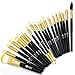 FEIYAN Makeup Brush Set Eyeshadow Brushes Wood Handle Makeup Brush Set Professional Eyeliner Lip Powder Liquid Cream Cosmetic Brushes Kit (20 pcs, Golden Black)