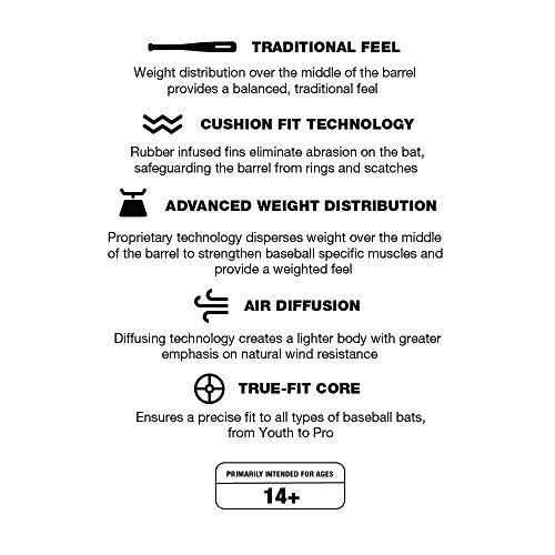 Varo COR Bat Training Weight, 20oz, for Baseball (MLB Authentic) - Classic Weight Feel - Improve Your On-Deck Swings and Power, Cushion Fit Eliminates Abrasion on the Bat