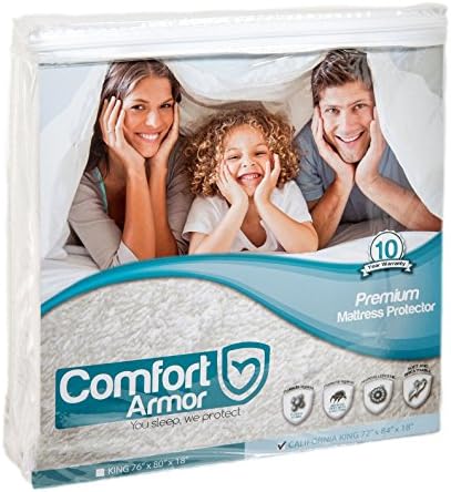 Comfort Armor Mattress Cover Cal King Size by Waterproof Mattress Protector - Protect your Mattress against Bedbugs, Dust Mites and Spills - Hypoallergenic and Breathable Vinyl Free Mattress Pad