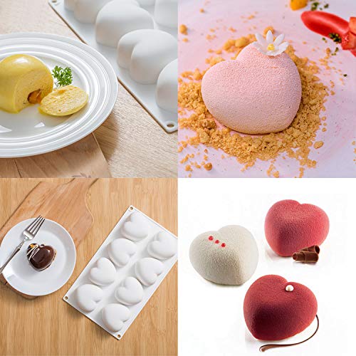 2pcs Silicone Mousse Cake Molds 3D Heart Rose Shape DIY Baking Pan Nonstick Bakeware Decorating Tool for Ice Cream Chiffon Chocolate Dessert Jelly Pastry Christmas, Easy Release FDA BPA Free - Thumbnail 5